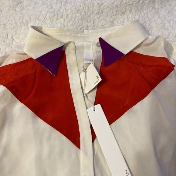 NWT Line & Dot Silk Ivory Button Down - Picture 7 of 7